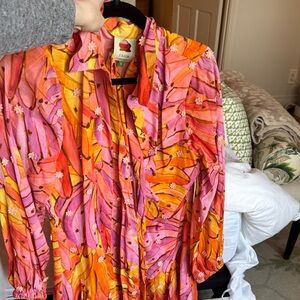 FARM Rio Tropical Pink and Orange Dress